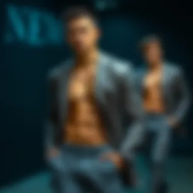 Innovative Fabric Design in Contemporary Attire A stylish ensemble of contemporary revealing attire showcasing innovative fabric design.