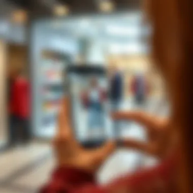 Fashion app displaying a user engaging with augmented reality features