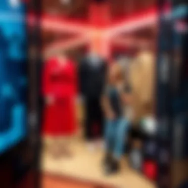 Interactive virtual fitting room showcasing different apparel options