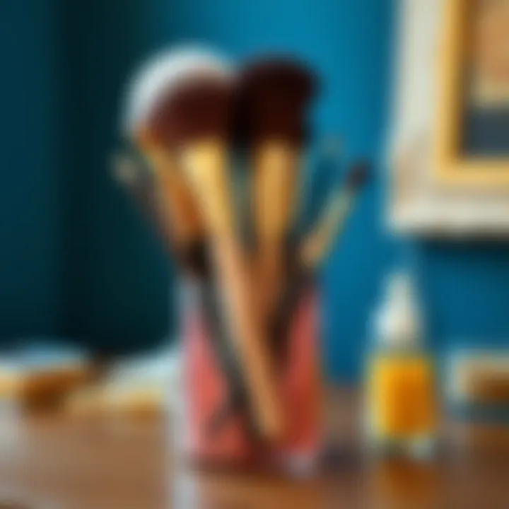 A creative DIY brush holder made from repurposed materials.