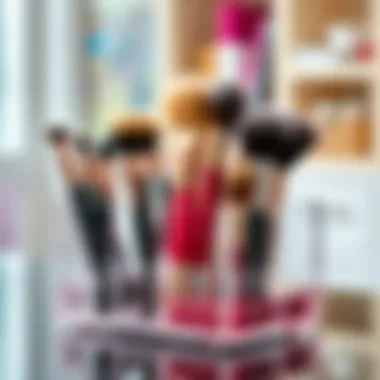 Innovative acrylic organizer displaying various makeup brushes.