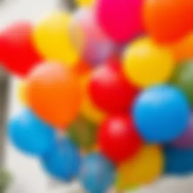 An artistic arrangement of rainbow balloons symbolizing diversity