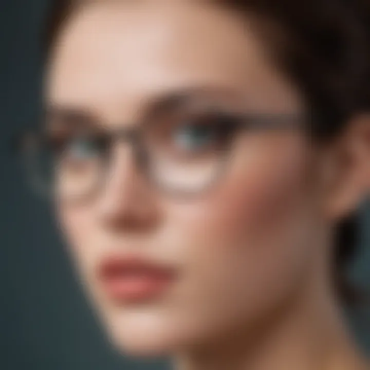 Close-up of unique asymmetrical glasses highlighting distinct features.