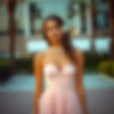 Stylish accessories complementing a bandeau prom dress