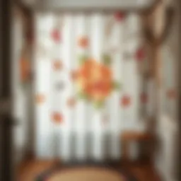 Elegant boho floral shower curtain in a bathroom setting