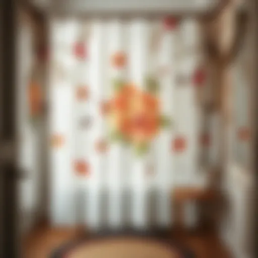 Elegant boho floral shower curtain in a bathroom setting