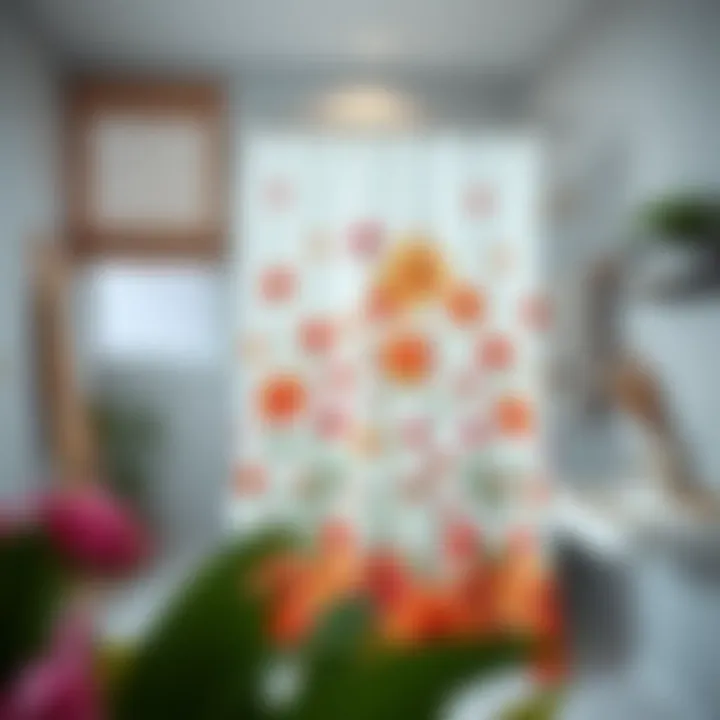 Boho floral shower curtain complementing a modern bathroom