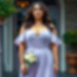 Elegant plus-size bridesmaid dress in soft lavender