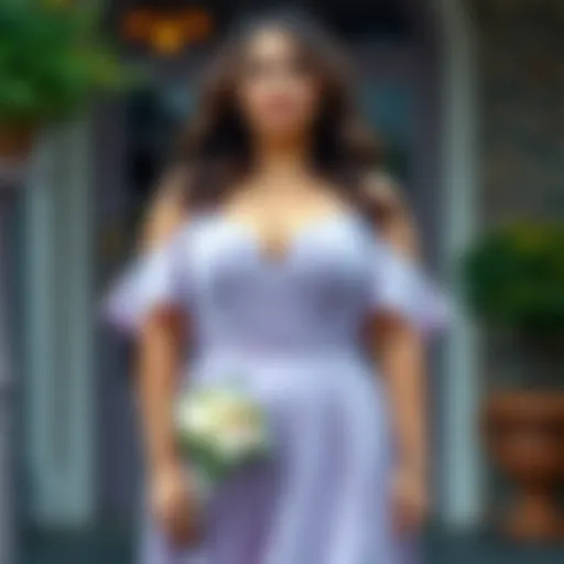 Elegant plus-size bridesmaid dress in soft lavender