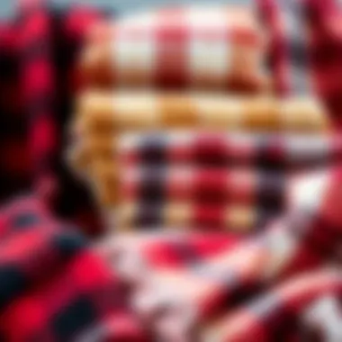 A selection of buffalo plaid towels in various color palettes