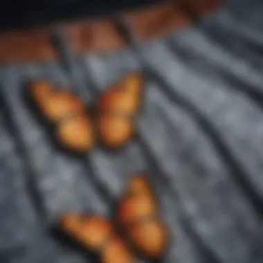 Close-up of butterfly pants fabric highlighting texture and pattern