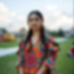 Elegant butterfly sleeve tunic in a vibrant pattern