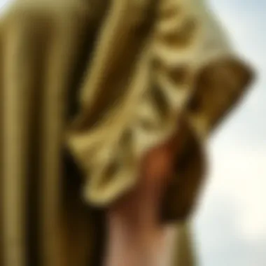 Fabric Texture of Butterfly Sleeve Tunic Close-up of the fabric texture of a butterfly sleeve tunic