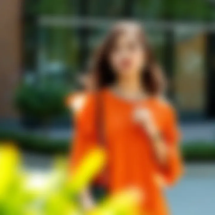 Stylish Ensemble with Butterfly Sleeve Tunic A stylish ensemble featuring a butterfly sleeve tunic paired with accessories