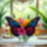 Elegant butterfly centerpiece with vibrant flowers