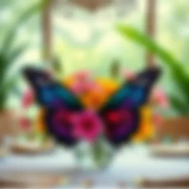 Elegant butterfly centerpiece with vibrant flowers