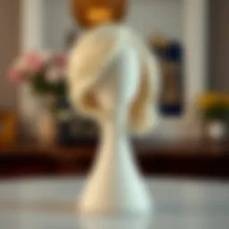 Elegant canvas wig stand showcasing a stylish wig.
