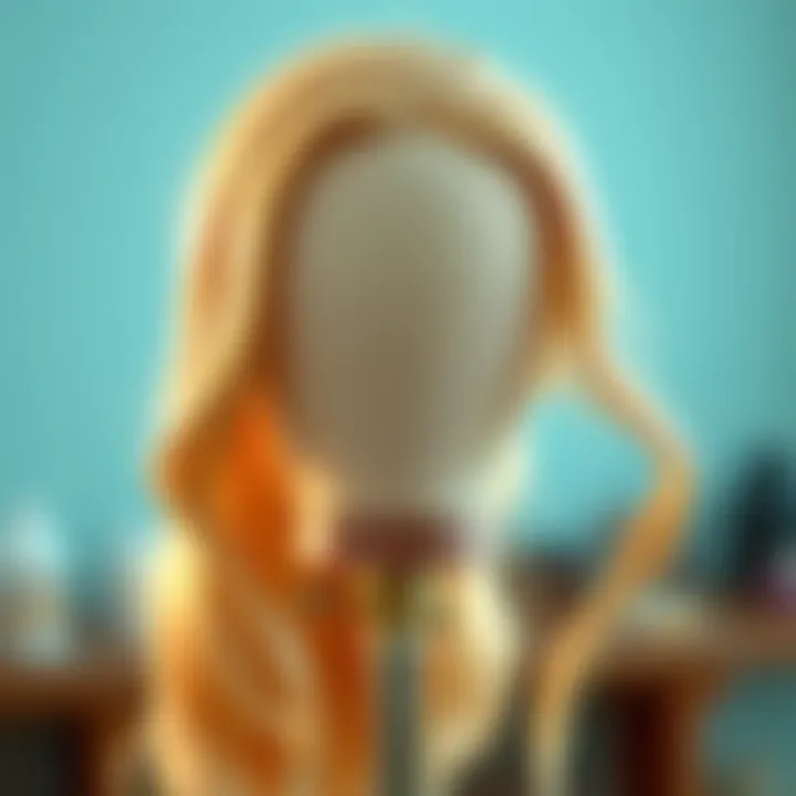 Styling with Canvas Wig Stands Close-up of a canvas wig stand in use for styling.