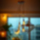 Elegant ceiling hook showcasing string lights in a cozy setting
