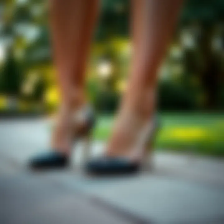 Elegant Graduation Heels Elegant graduation heels in a serene outdoor setting
