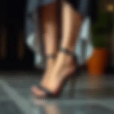 Fashion-Forward Heels with Graduation Gown Fashion-forward heels complementing a graduation gown