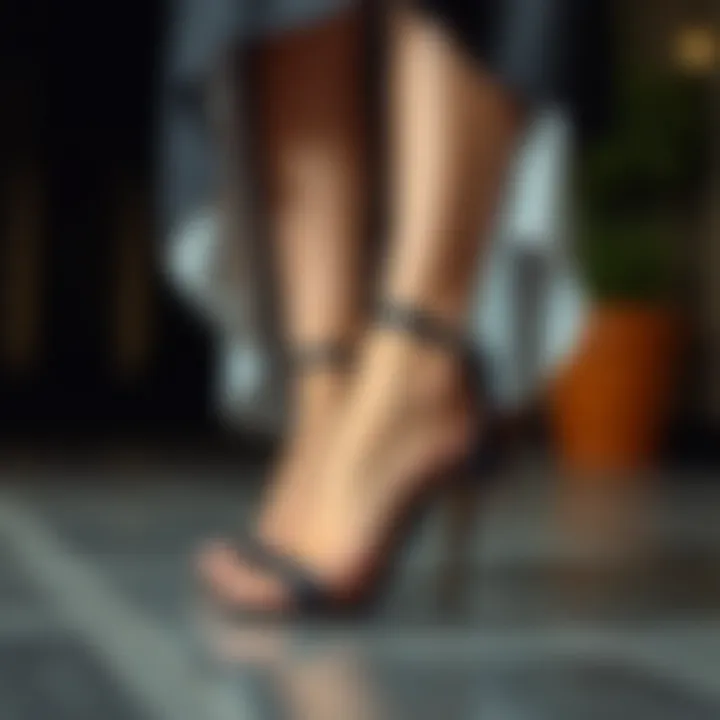 Fashion-Forward Heels with Graduation Gown Fashion-forward heels complementing a graduation gown