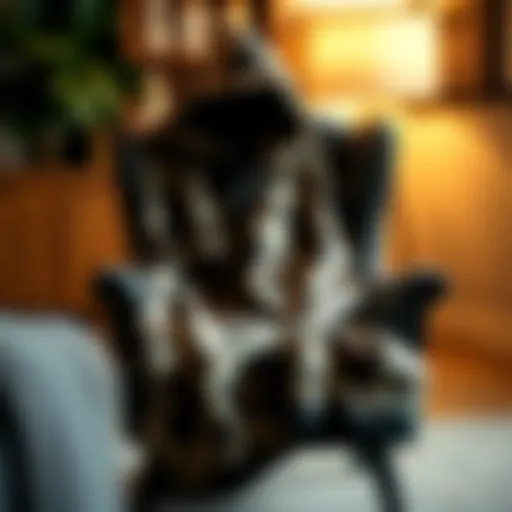 Cozy cheetah print blanket hoodie draped over a stylish chair