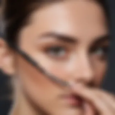 Illustration of eyebrow grooming techniques with tweezers