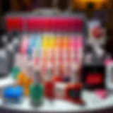 Gel polish kit display showcasing various colors and accessories