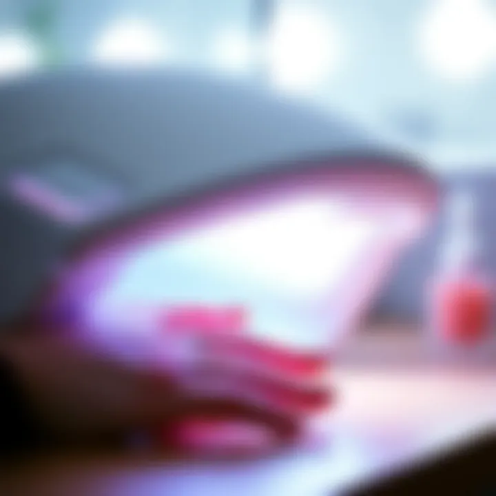 Essential UV Light for Nail Care Close-up of UV light used for curing gel polish