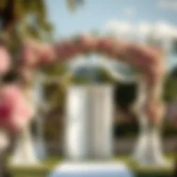 Elegant floral wedding arch adorned with drapes