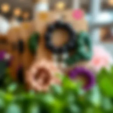 Sustainable Choices: Eco-Friendly Bubble Hair Ties An eco-friendly packaging display for bubble hair ties.