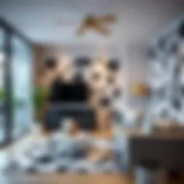 Cow print decor elements in a modern interior