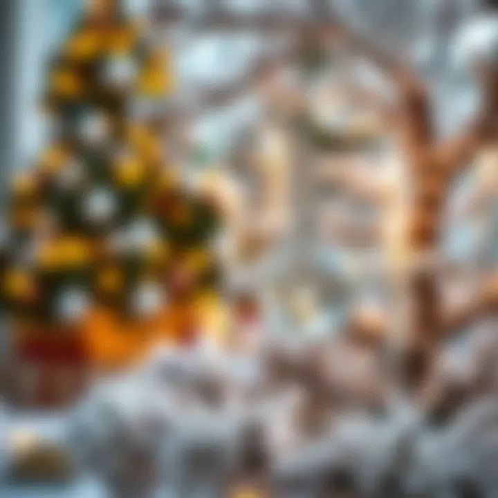Festive Elegance with Crystal Ornaments A festive scene featuring crystal tree ornaments enhancing seasonal decor