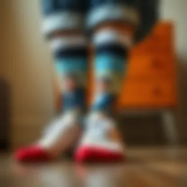 An individual showcasing custom socks with a meaningful photo, highlighting the emotional connection.