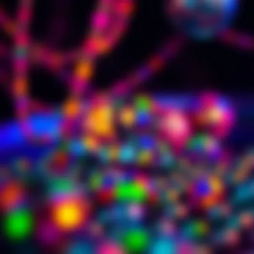 An artistic arrangement of disco ball beads reflecting light in vibrant colors
