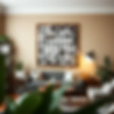 DIY crossword puzzle wall art project displayed in a cozy study