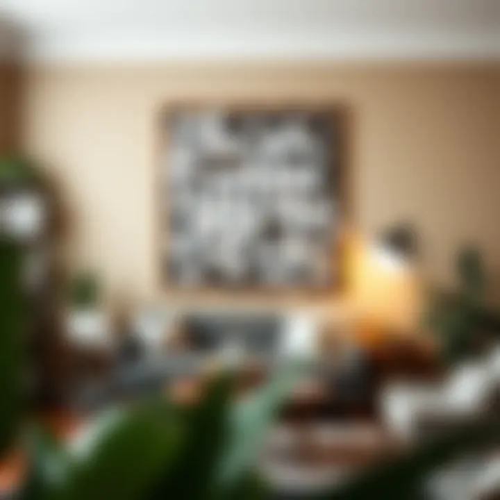 DIY crossword puzzle wall art project displayed in a cozy study