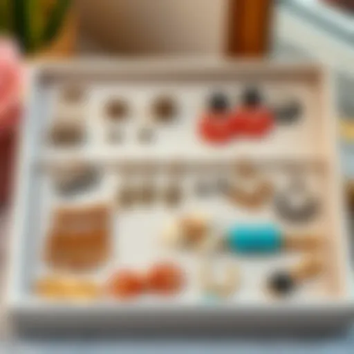 Elegant earring organizer showcasing a variety of earrings in a chic layout