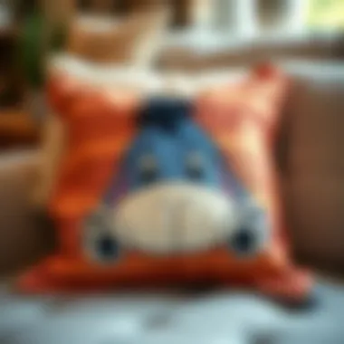 The intricate design of the Eeyore pillow showcasing its craftsmanship