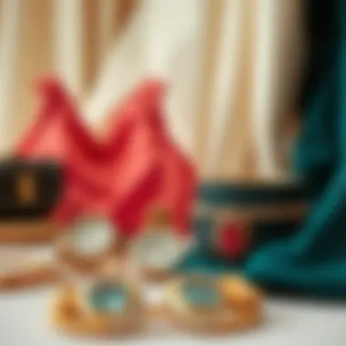 An aesthetically arranged scene of accessories that complement trendy dresses.