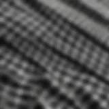 Close-up of black and white checkered fabric texture