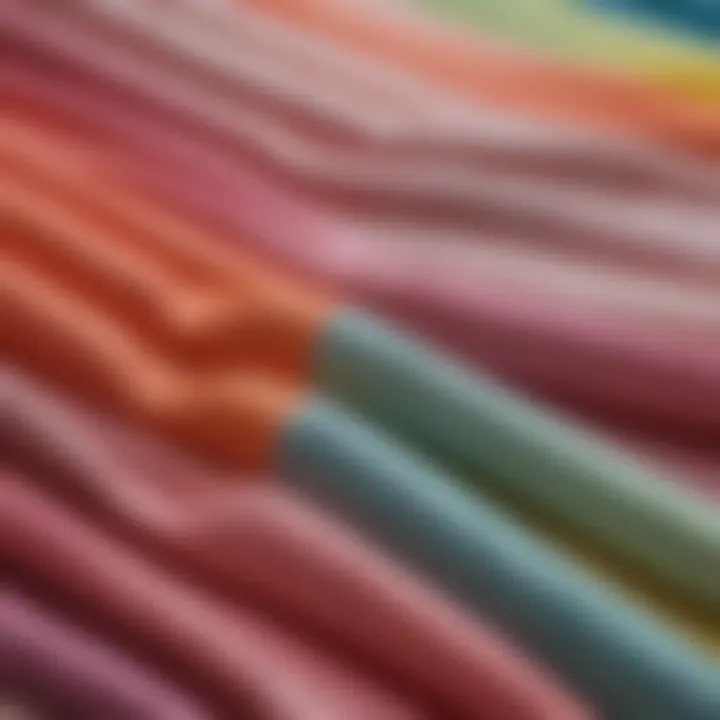 Close-up of sustainable fabric swatches with vibrant colors