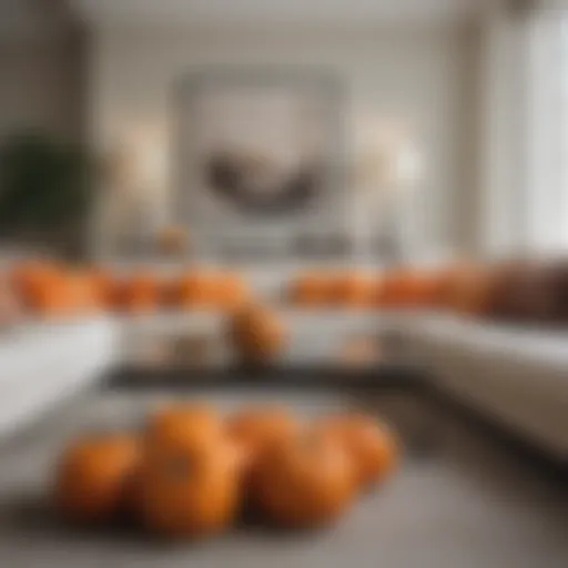 Elegant display of artificial pumpkins in a modern living room