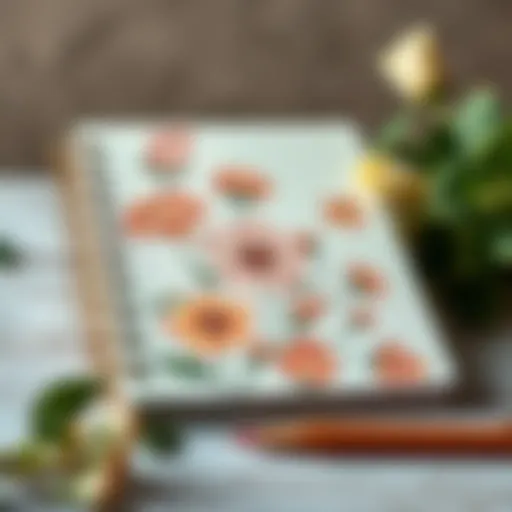 Elegant spiral notebook with floral design