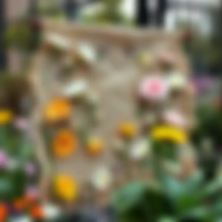 Beautifully designed burlap banner showcasing spring flowers