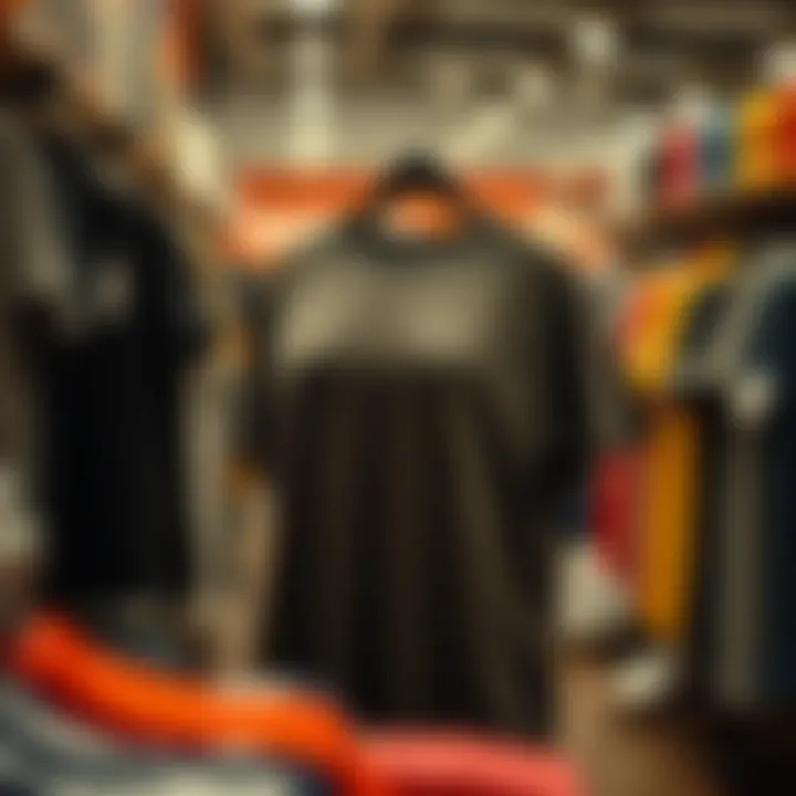 A trendy plus size t-shirt displayed in a shopping environment