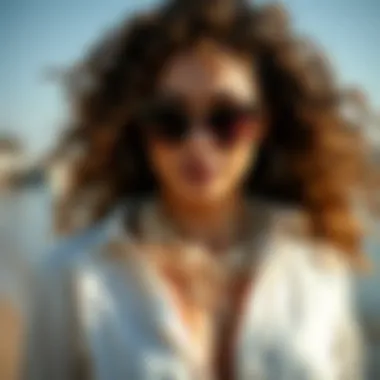 Beach Necklace in Fashion Context A fashionable individual wearing a beach necklace at a seaside location