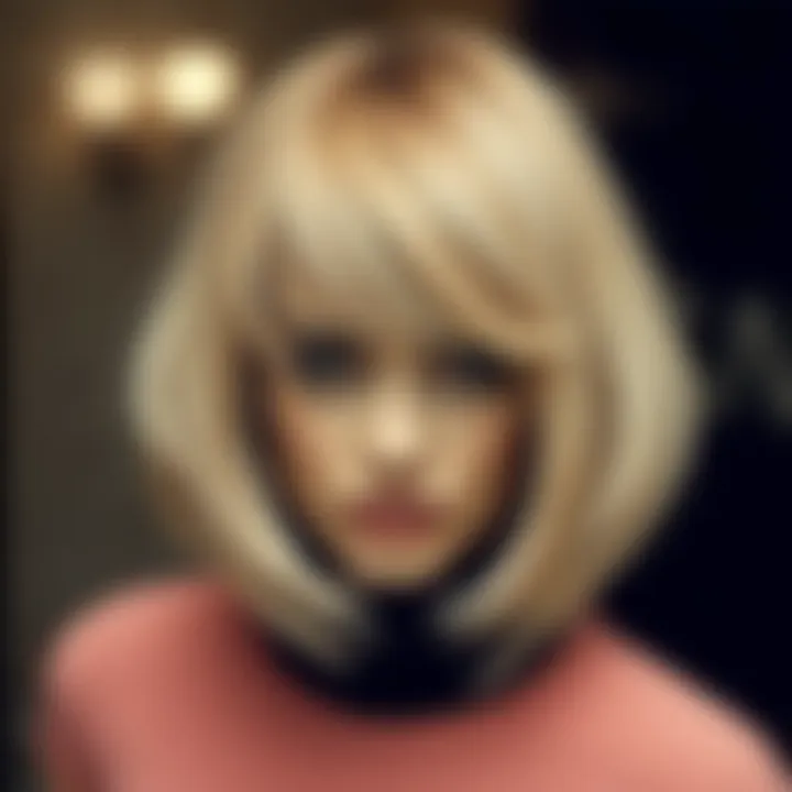 A close-up view of stylish bob wig bangs showcasing texture and movement