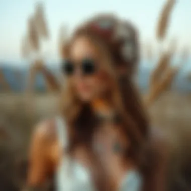 Accessorizing a bohemian outfit with layered jewelry and natural elements.